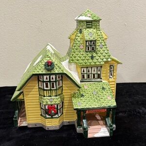 Department 56 Village Resort House with Green and Yellow Accents